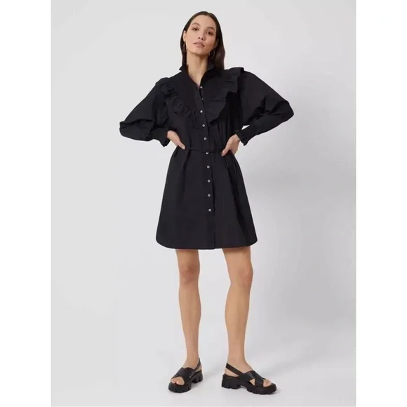 French Connection Black Button-Up Dress - Picture 3 of 6